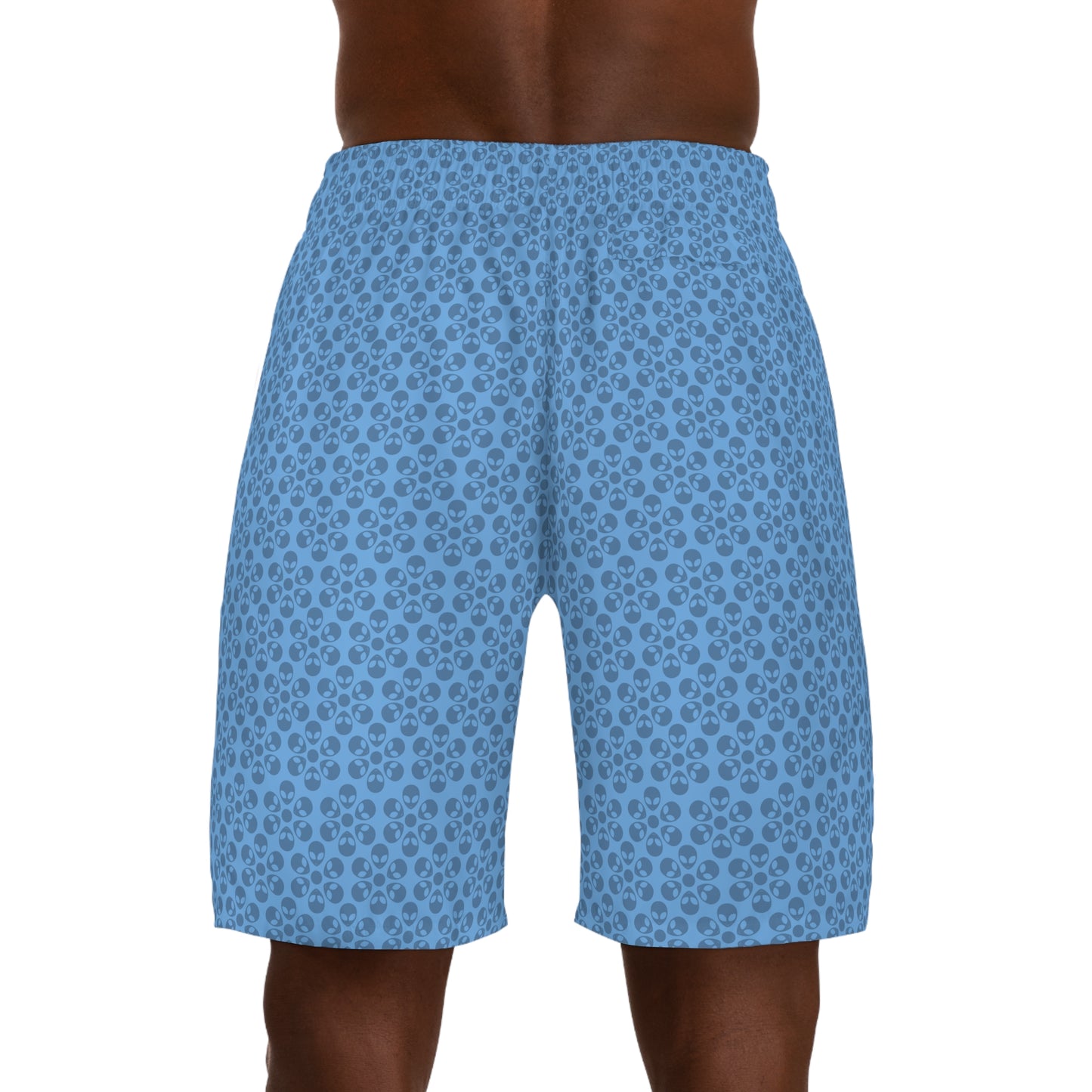 Mens Jogger Shorts  Alien Flowers Light Blue