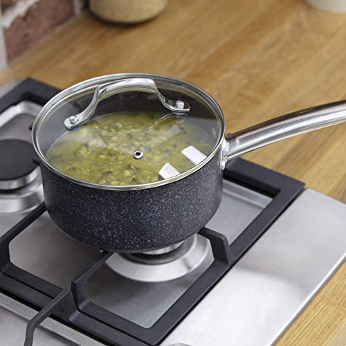 Tower Trustone Induction Pot Set, Non Stick, Easy to Clean, Dishwasher Safe, Violet Black, 3 Piece, 16/18/20 cm