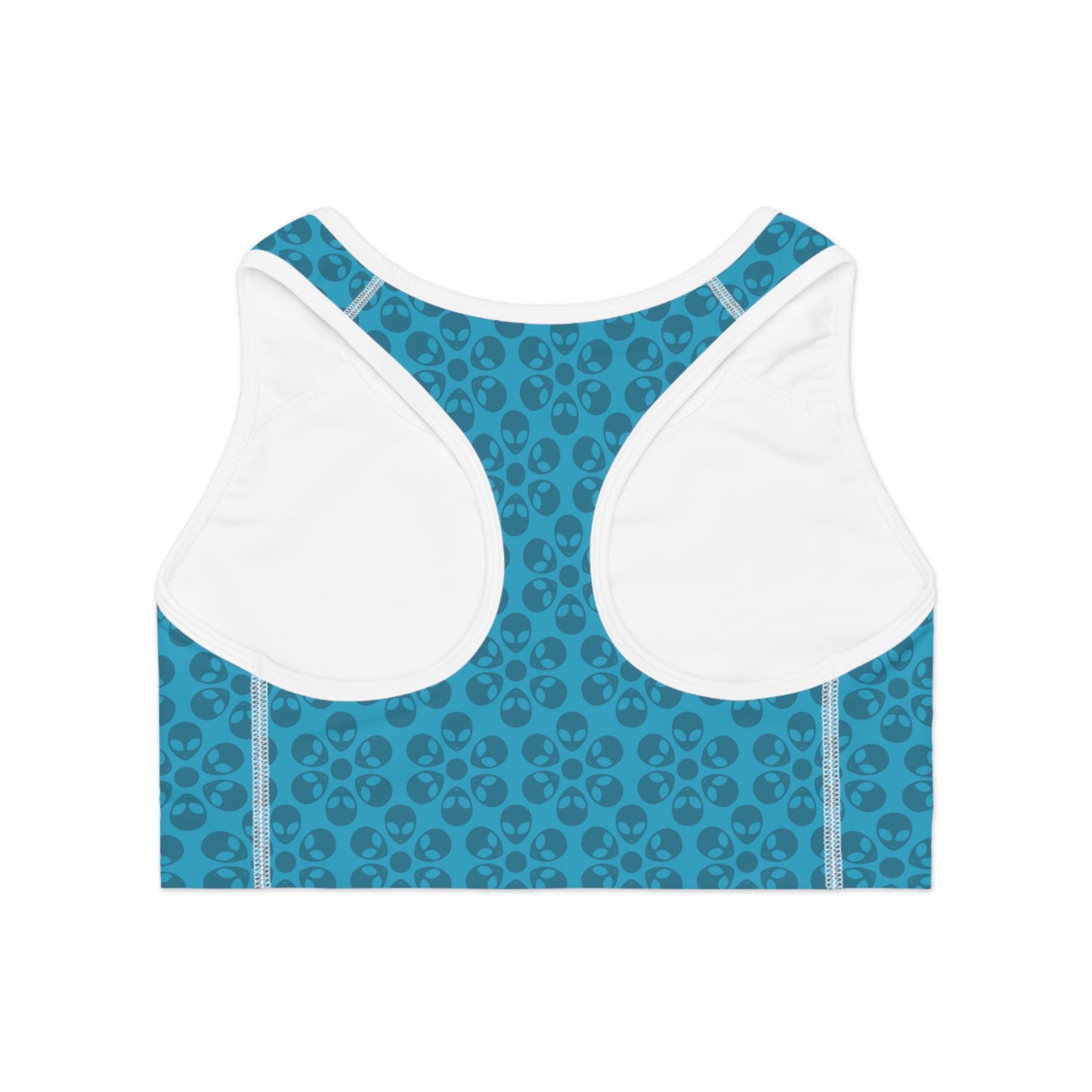 Trendy Floral Pattern Sports Bra Workout Bra for Women Fitness Gear Yoga Top Gym Wear Gift for Athletes Alien Flowers Turquoise