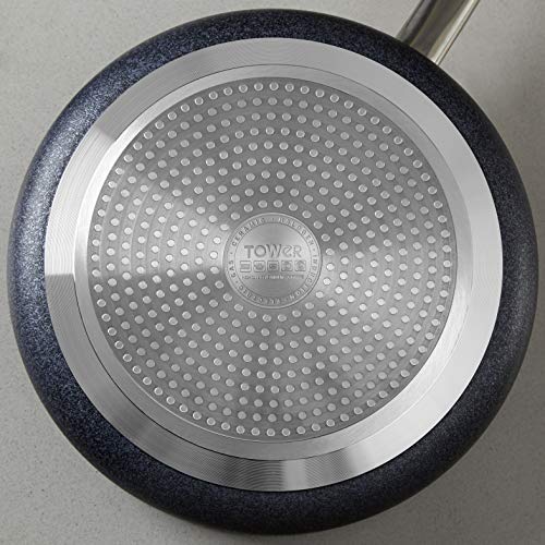 Tower Trustone Induction Pot Set, Non Stick, Easy to Clean, Dishwasher Safe, Violet Black, 3 Piece, 16/18/20 cm