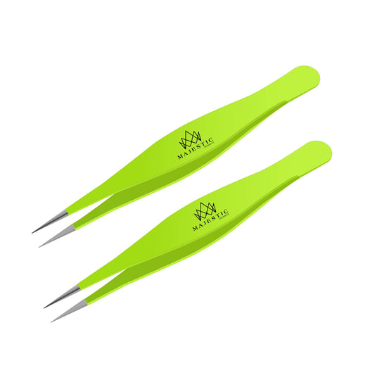 Majestic Bombay Fine Point Tweezers for Women and Men – Splinter Ticks, Facial, Brow and Ingrown Hair Removal – Sharp, Needle Nose, Surgical Precision Pluckers Best for Chin Hair