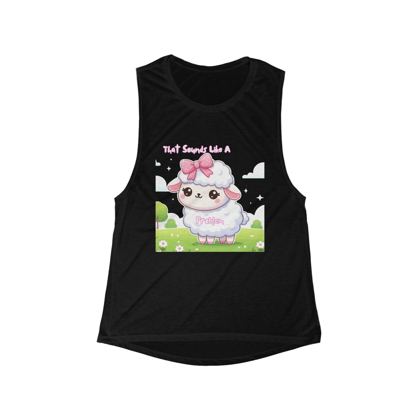 Cute Sheep Graphic Muscle Tank for Women - 'That Sounds Like A Protein'