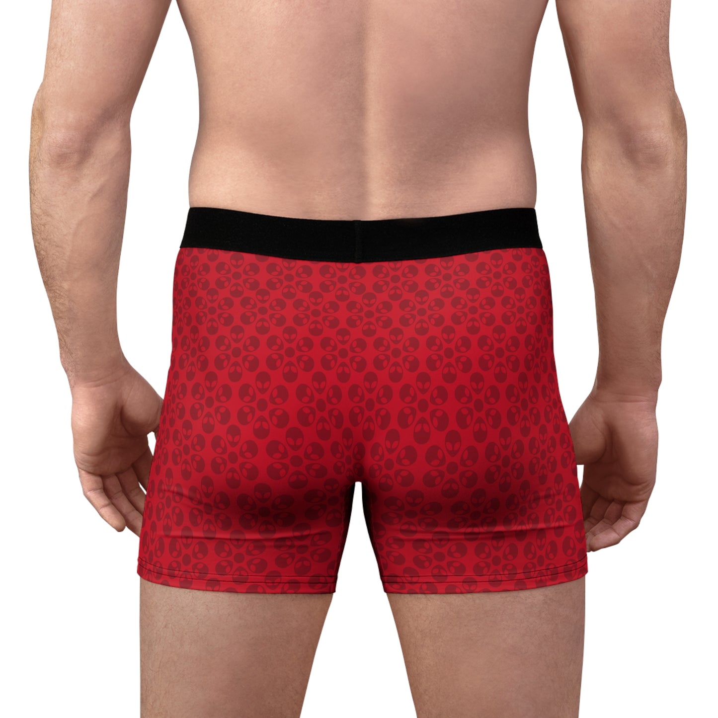Mens Boxer Briefs  Alien Flowers Dark Red