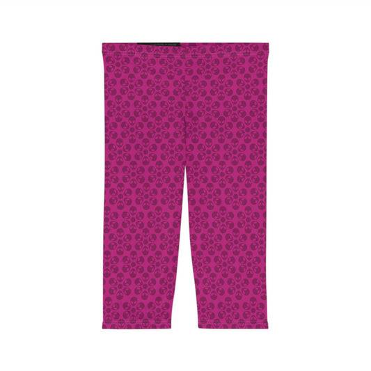 Women’s Capri Leggings Alien Flowers Pink