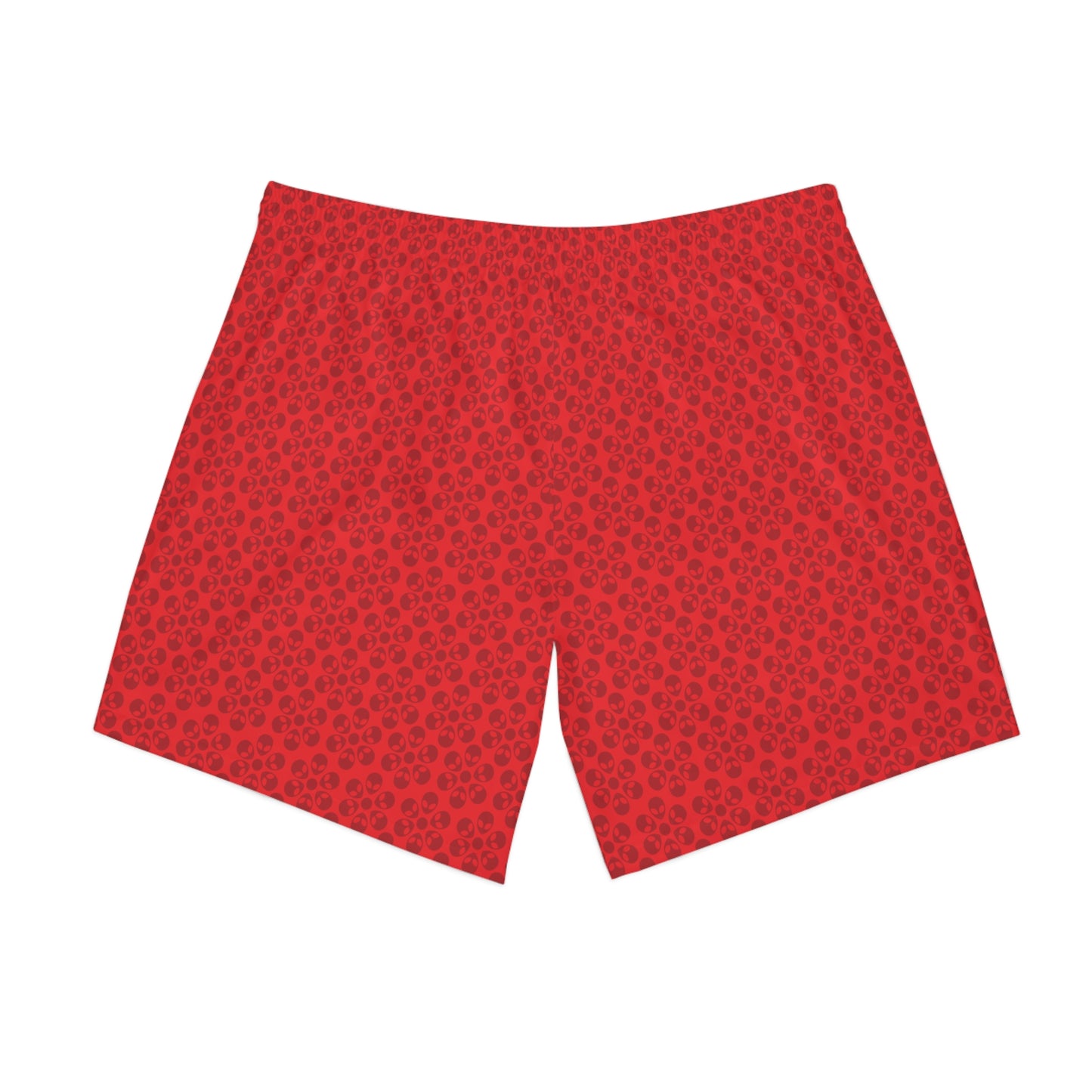 Mens Elastic Beach Shorts  Alien Flowers Red