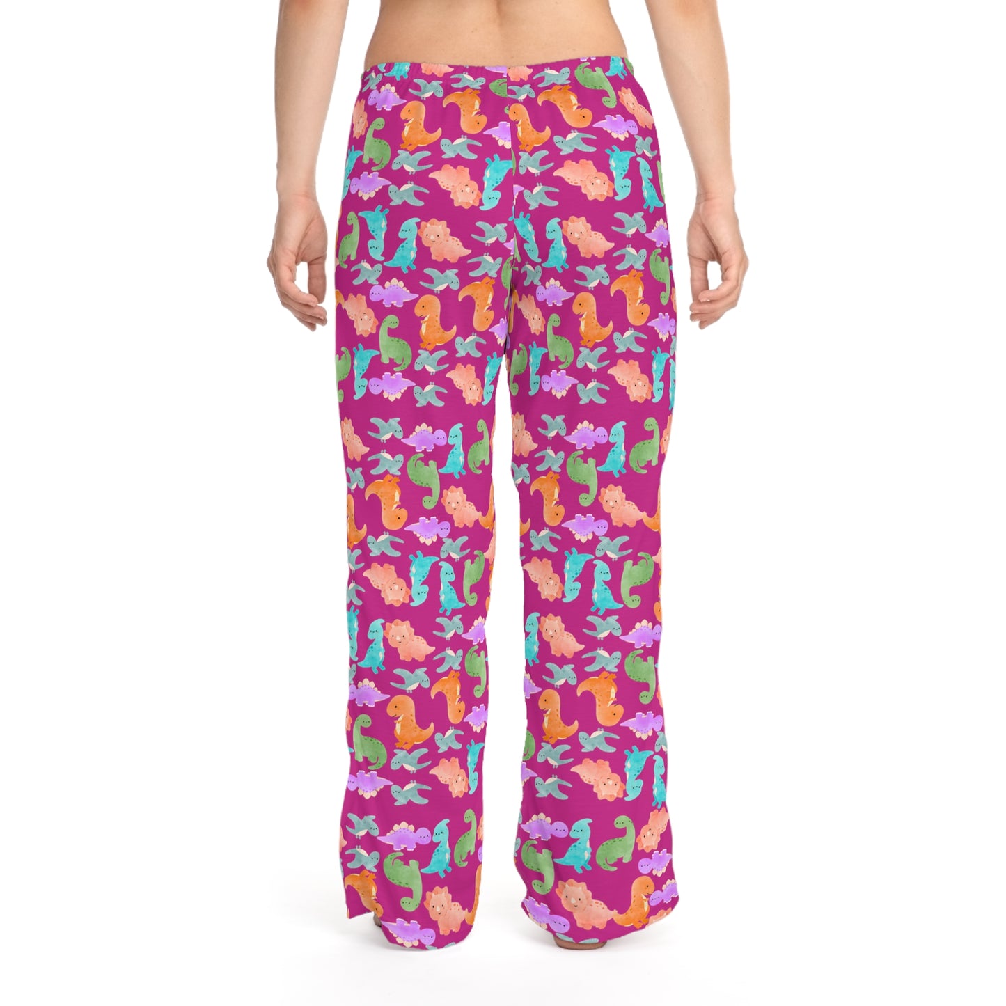 Dino Pattern Womens Pajama Pants Cozy Sleepwear Fun Lounge Pants Perfect Gift for Sleepovers Summer Vibes Beach Lovers Rainbow Dinos Pink