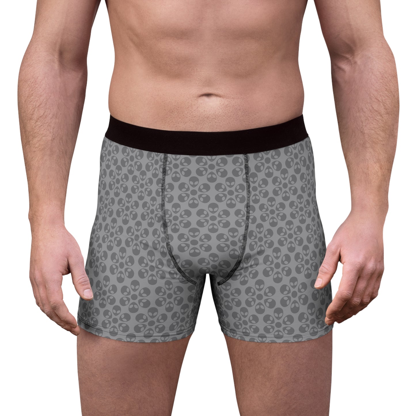 Mens Boxer Briefs  Alien Flowers Grey
