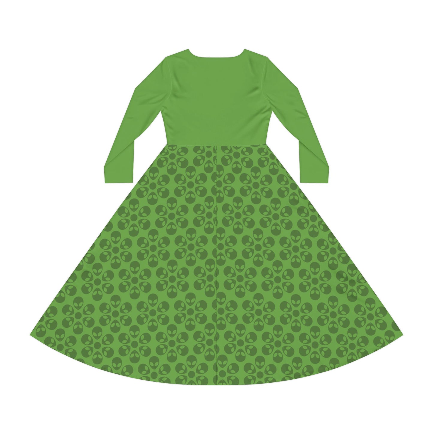 Womens Long Sleeve Dance Dress Alien Flowers Green