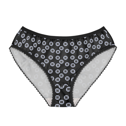 Playful Patterned Women's Briefs - Comfortable Lingerie for Everyday Wear, Cute Underwear Gift, Fun Daily Essentials, Stylish - Black
