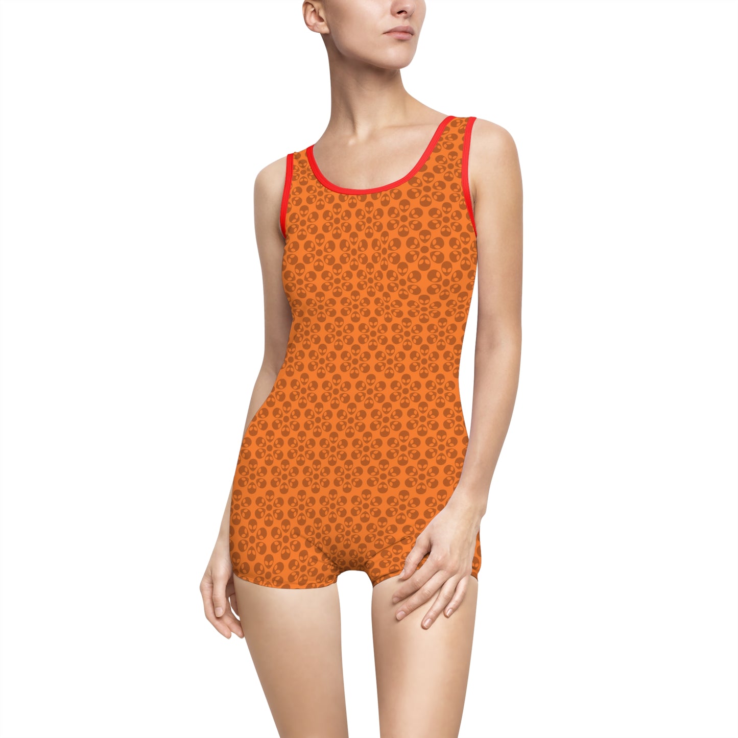Womens Vintage Swimsuit  Alien Flowers Crusta