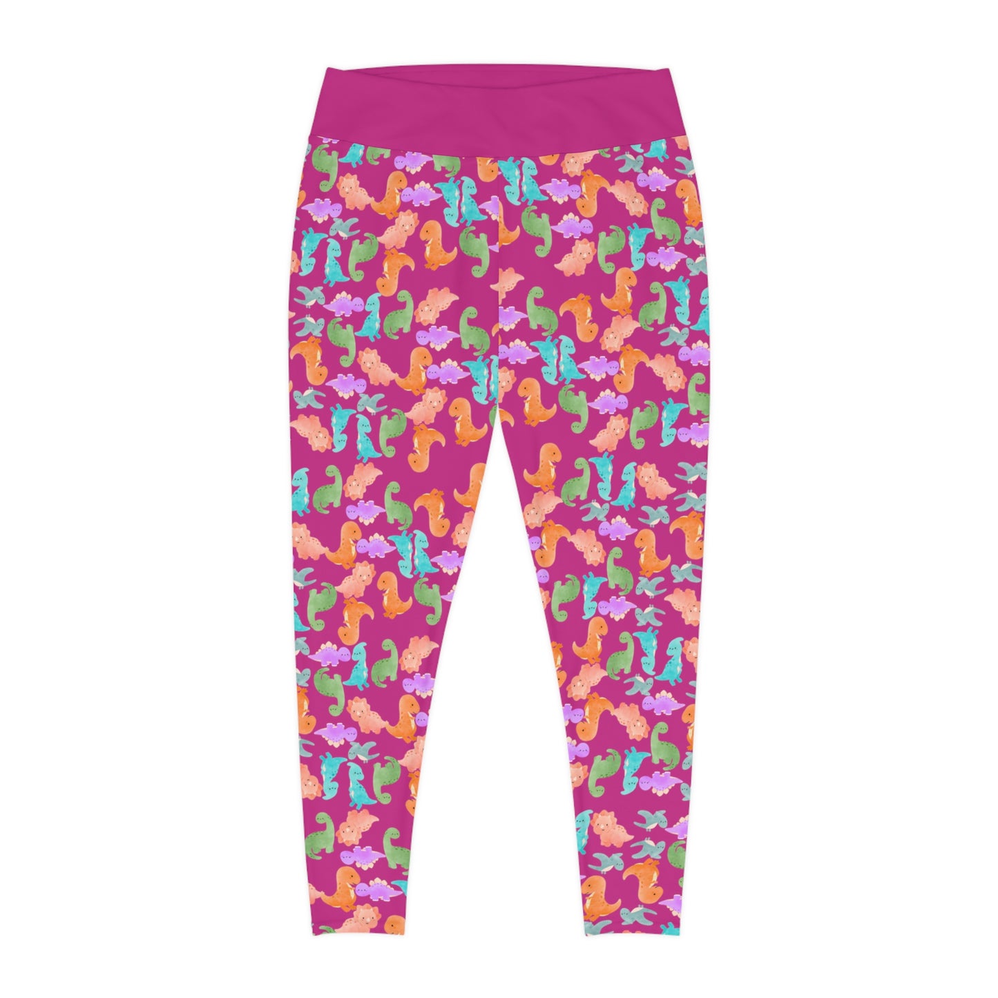 Plus Size Leggings Rainbow Dinos Pink