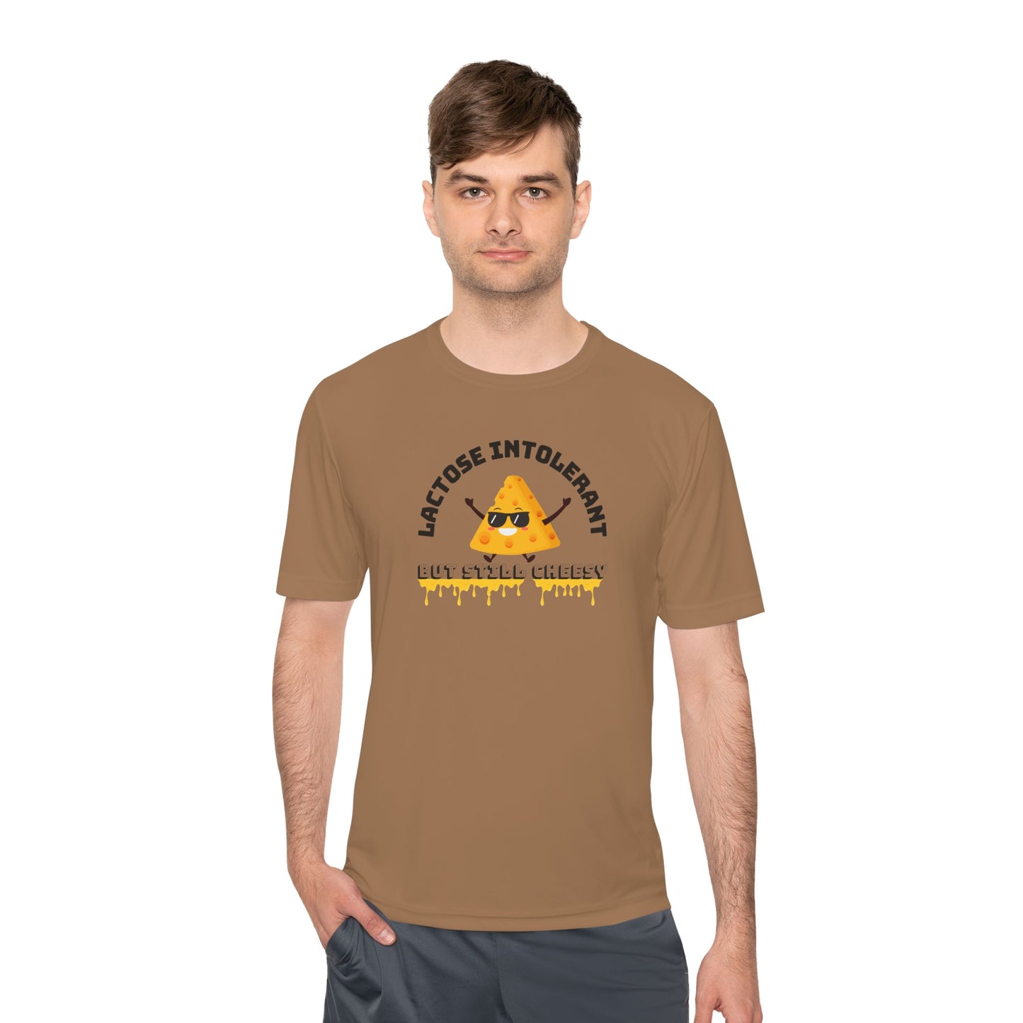 Lactose Intolerant But Still Cheesy Tee - Fun Unisex Moisture Wicking T-Shirt for Foodies, Great for Birthdays, Gifting, and Casual [...]