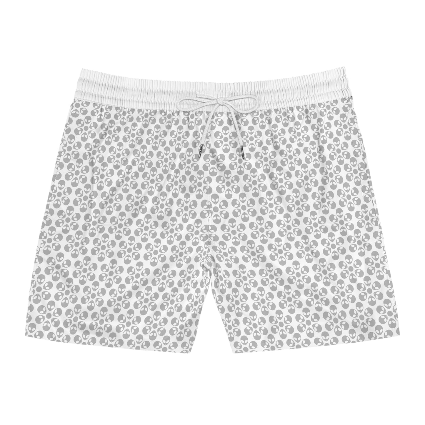 Stylish Mens MidLength Swim Shorts Beachwear Vacation Essentials Poolside Comfort Summer Outfit Trendy Swimwear Alien Flowers White