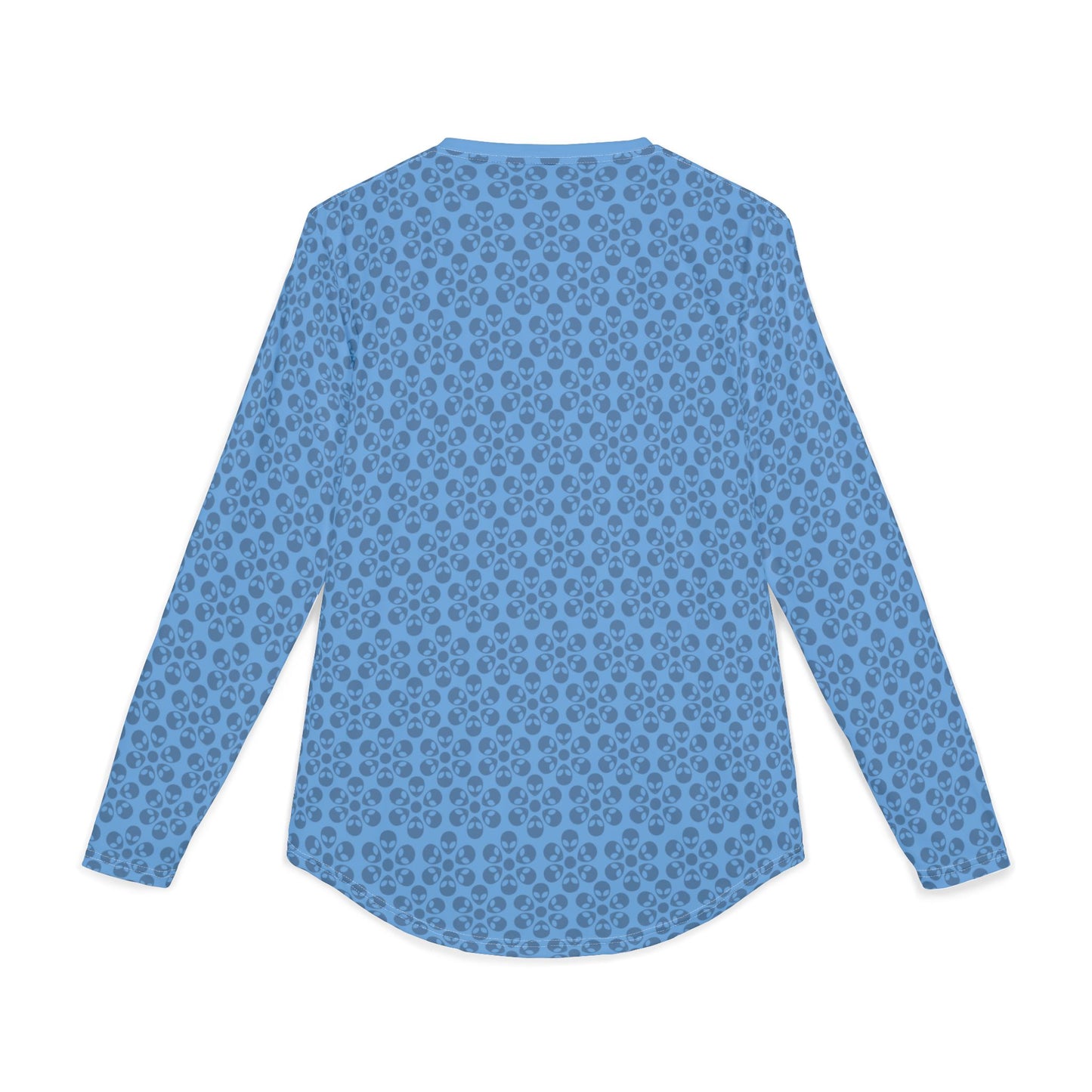 Mens UV Protection Long Sleeve Shirt  Alien Flowers Light Blue