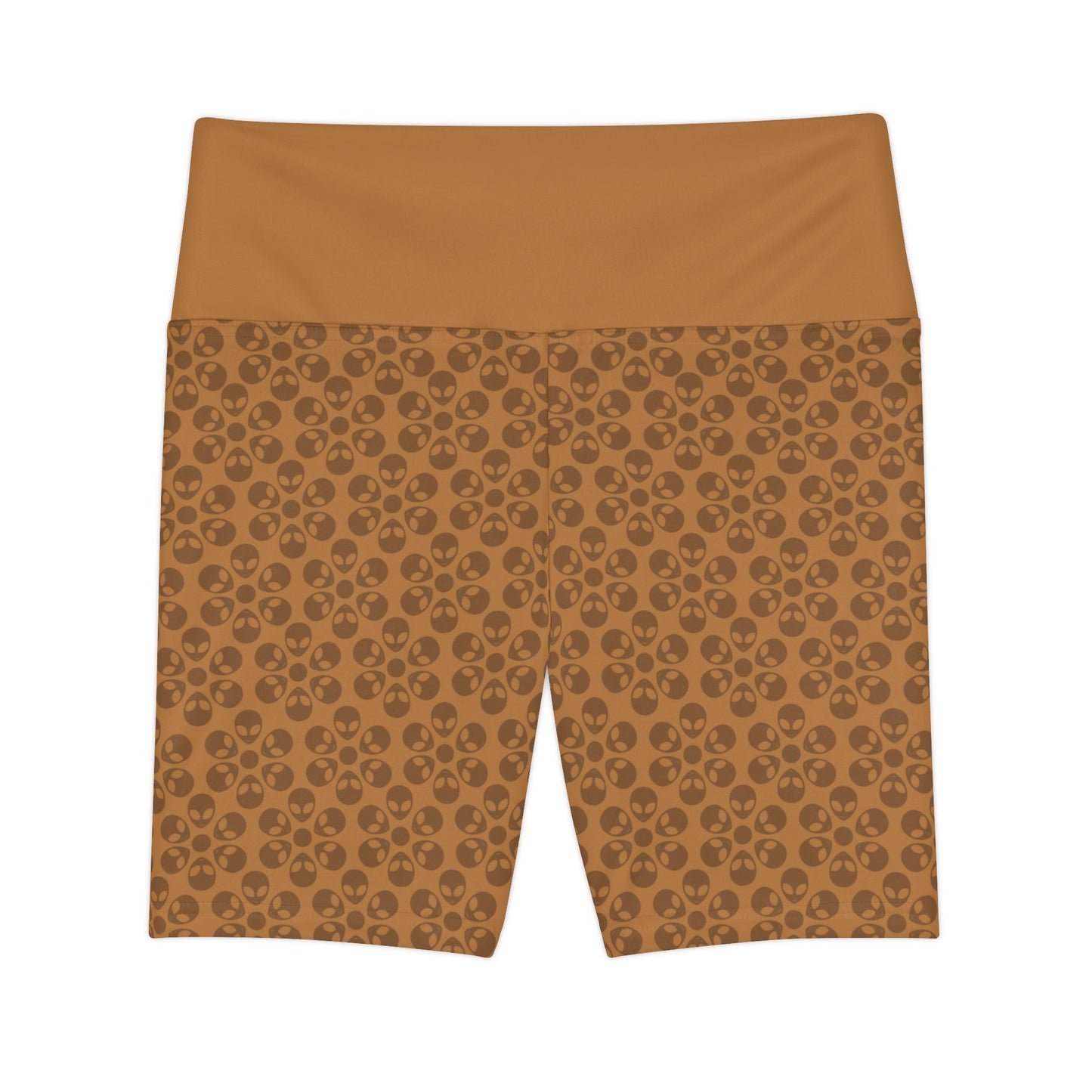 Womens Workout Shorts  Alien Flowers Light Brown