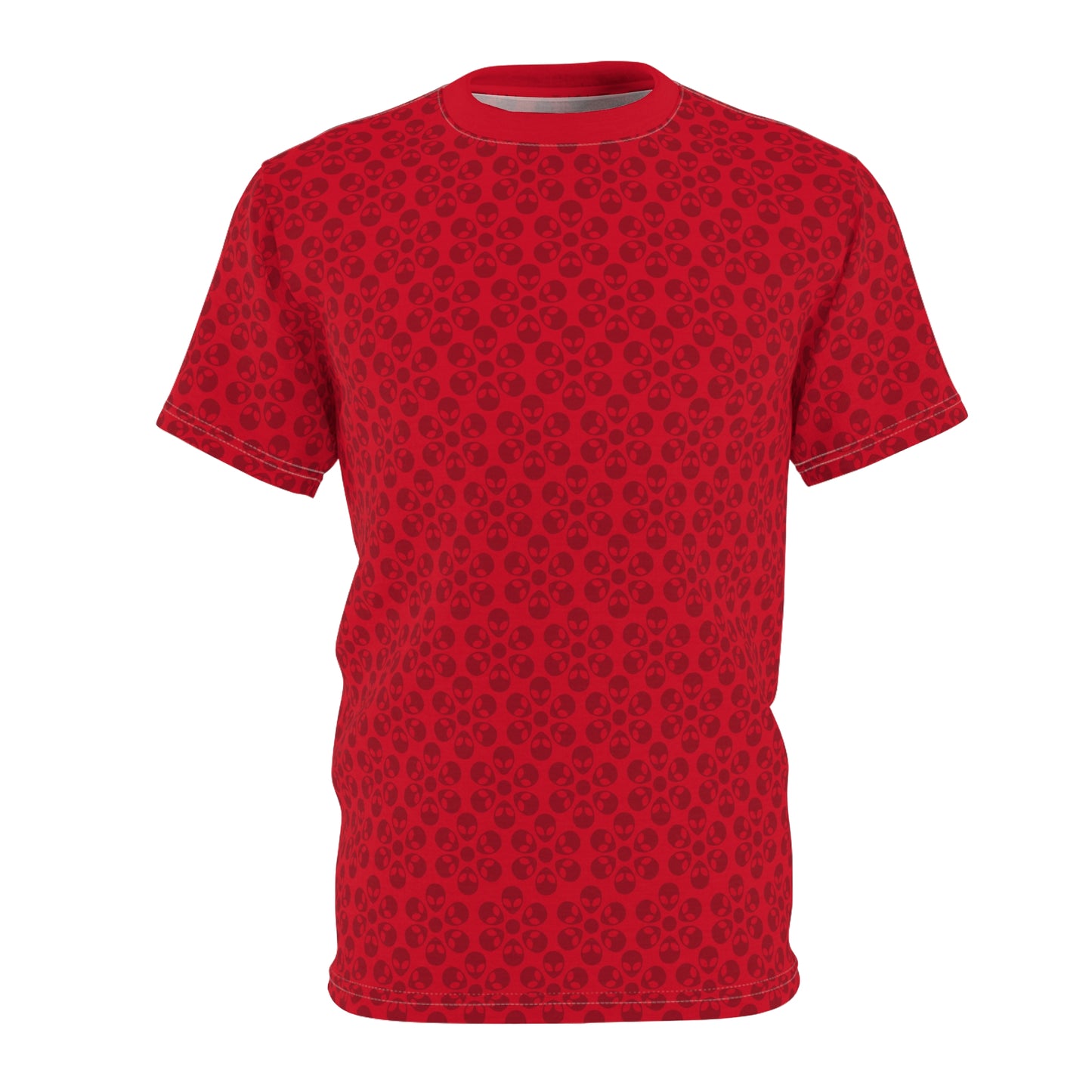 Stylish Floral Print Tee Casual Unisex TShirt Gift for Her/Him Summer Fashion Birthday Gift Everyday Wear Trendy Apparel Alien Flowers Dark Red