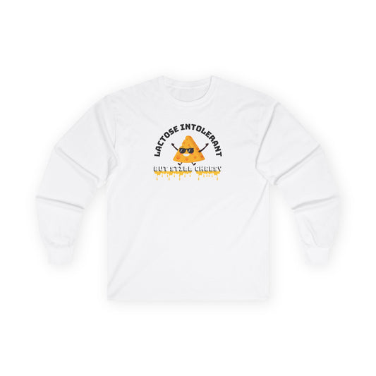 Lactose Intolerant Long Sleeve Tee, Funny T-Shirt Gift for Lactose-Free Friends, Casual Wear, Unique Humor Top, Perfect for Parties