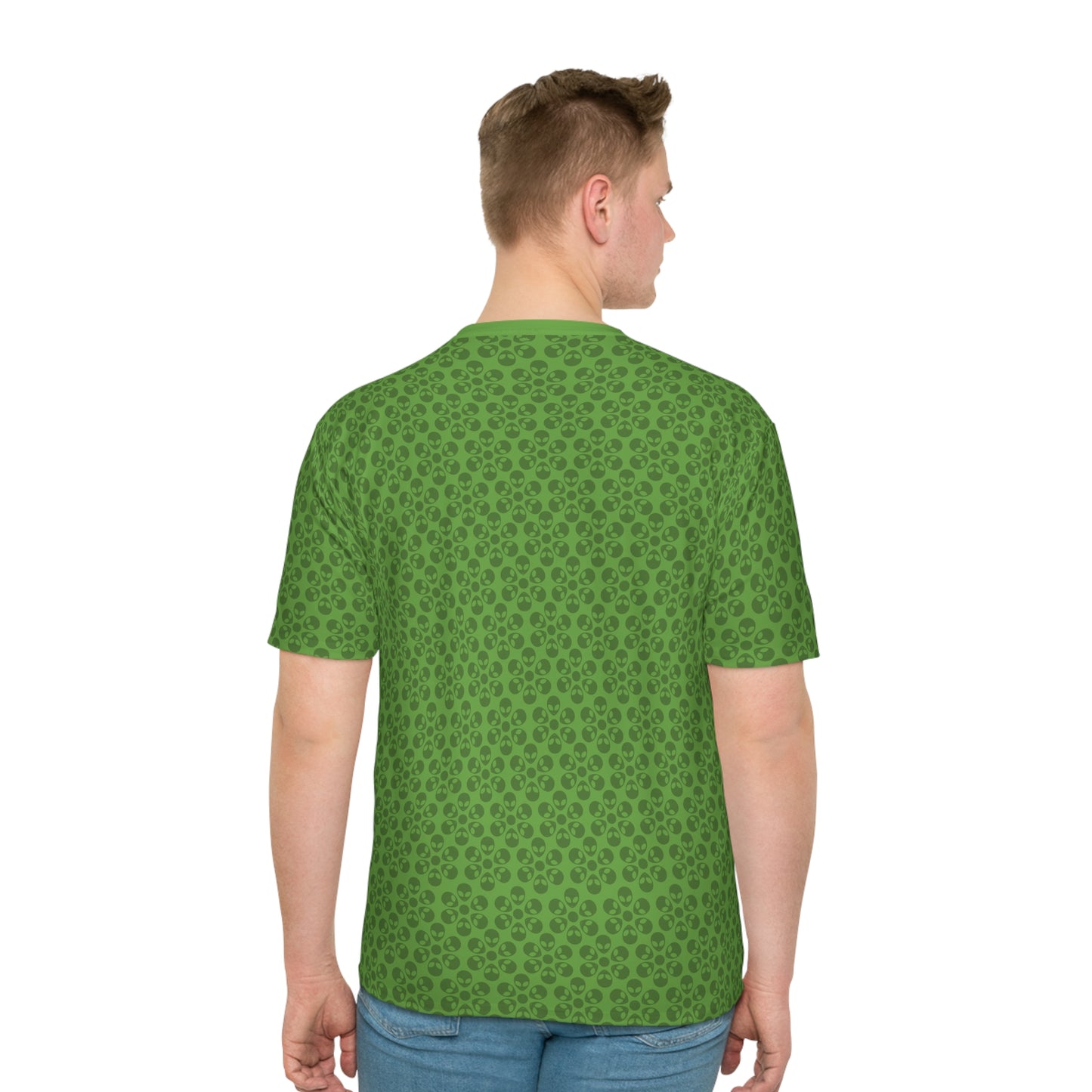 Mens Casual Graphic Tee Stylish Loose Tshirt Gift for Him Summer Fashion Relaxed Fit Wear Alien Flowers Green