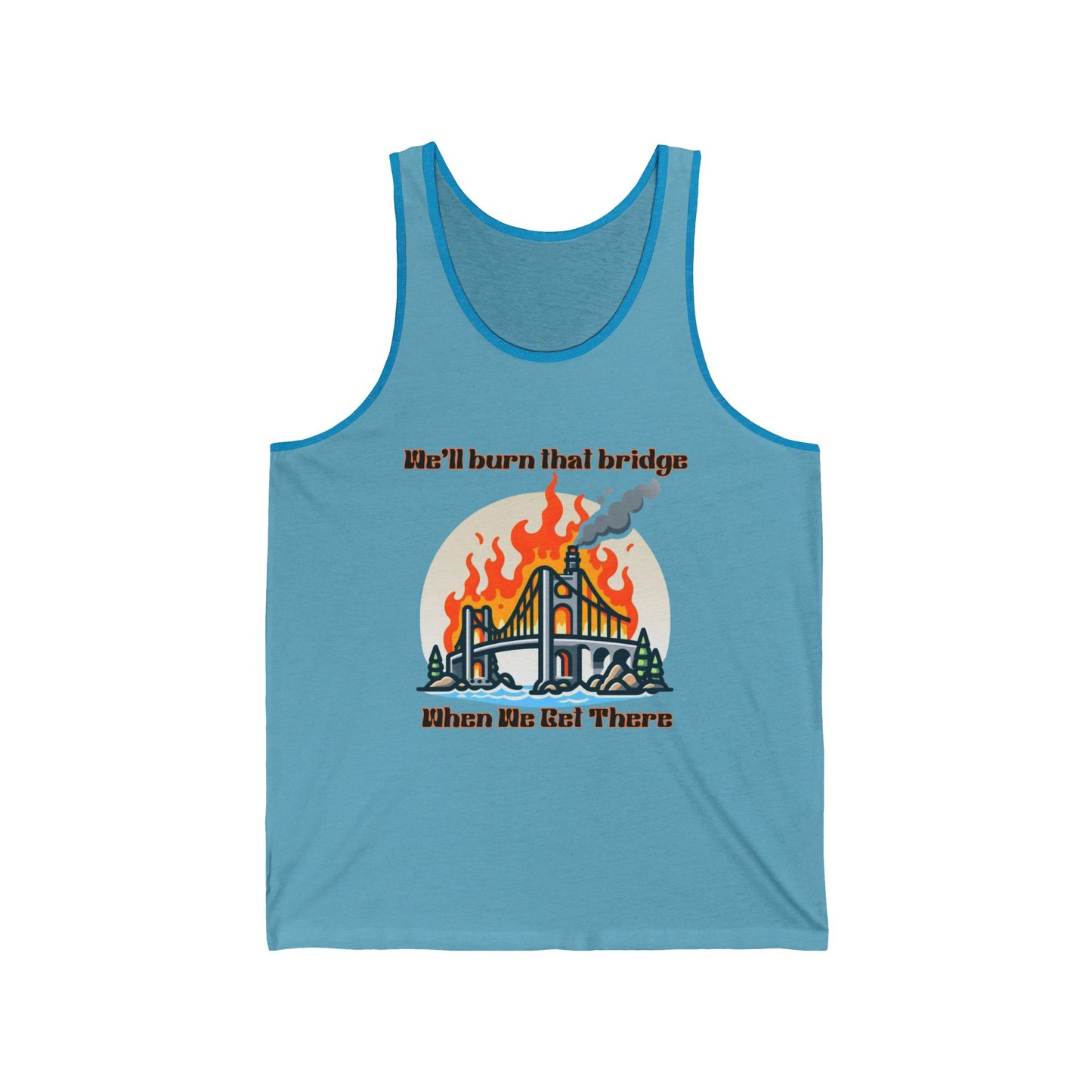 Fire Bridge Graphic Unisex Jersey Tank - Perfect for Festivals and Casual Outings