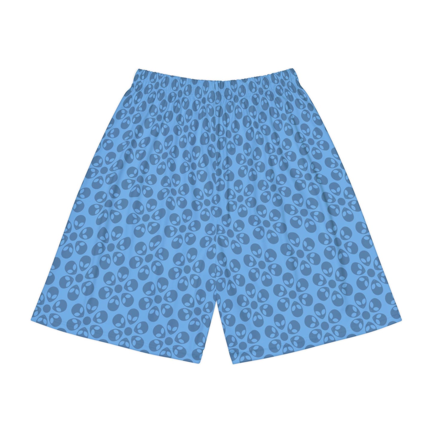 Men’s Skull Pattern Sports Shorts Casual Athletic Wear Summer Beach Shorts Workout Gear Fitness Shorts Gift for Athletes Alien Flowers Light Blue