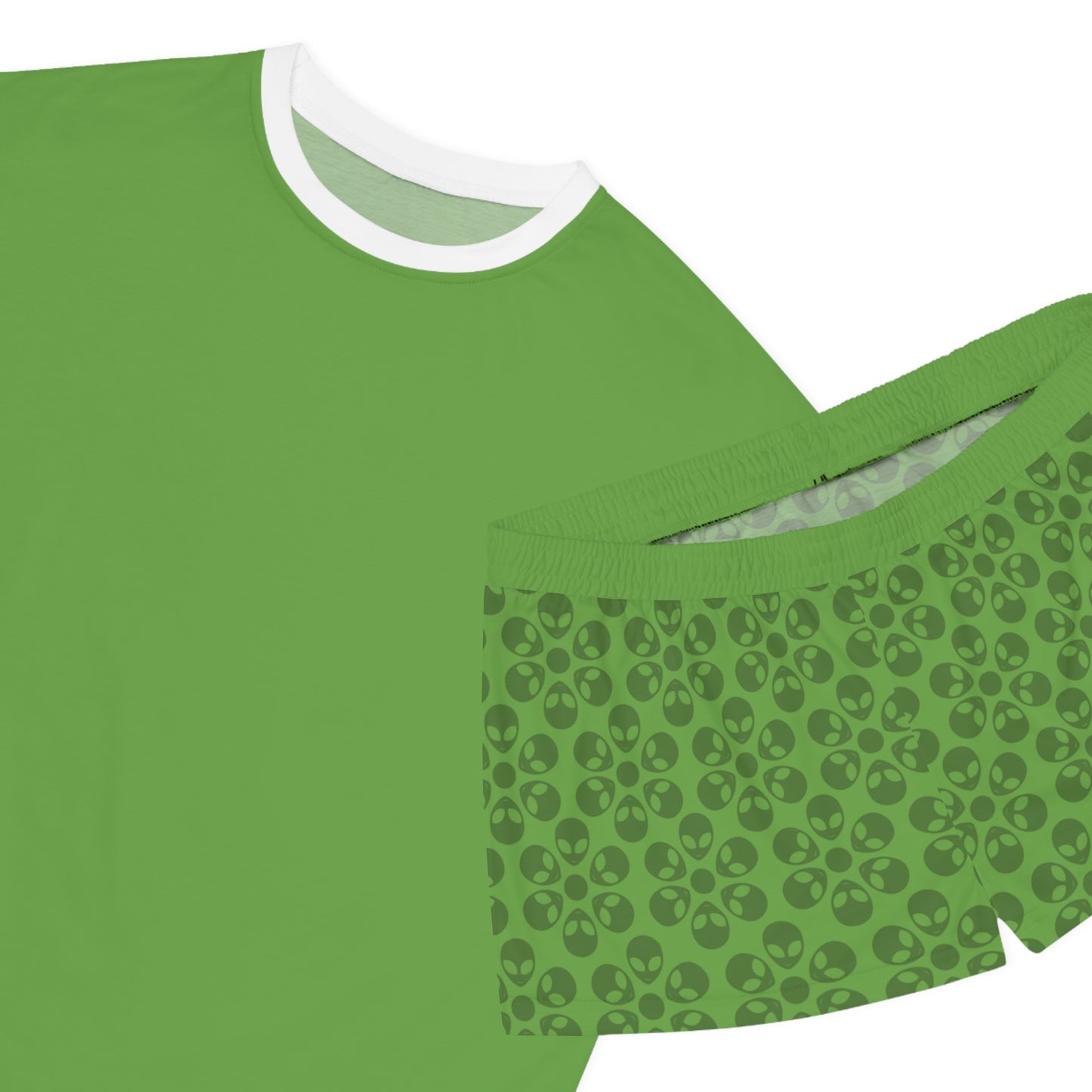 Stylish Womens Pajama Set Cozy Sleepwear AOP Floral Print Perfect for Lounging Gift for Her Summer Nights Relaxation Alien Flowers Green