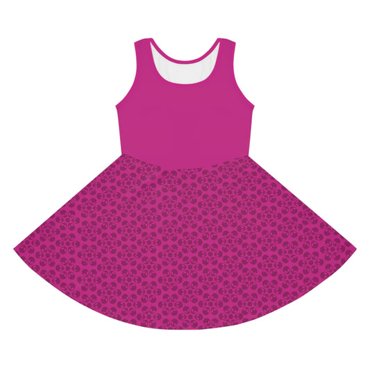 Girls Floral Sleeveless Sundress Cute Summer Dress Kids Fashion Birthday Outfit Playful Floral Pattern Spring Dress Alien Flowers Pink