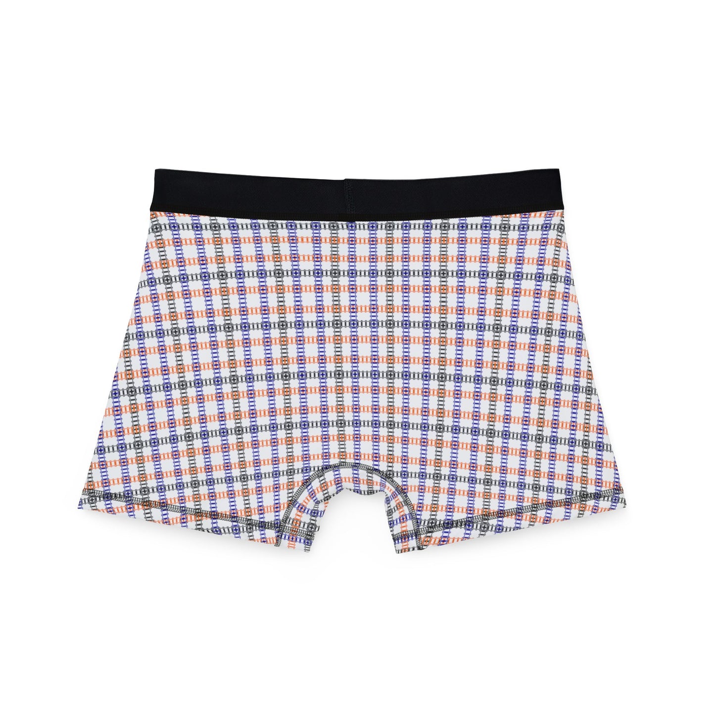 Mens Boxers with Colorful Check Pattern Comfortable Underwear Gift Casual Loungewear Stylish Sleep Shorts Everyday Essentials Train Tracks Pink