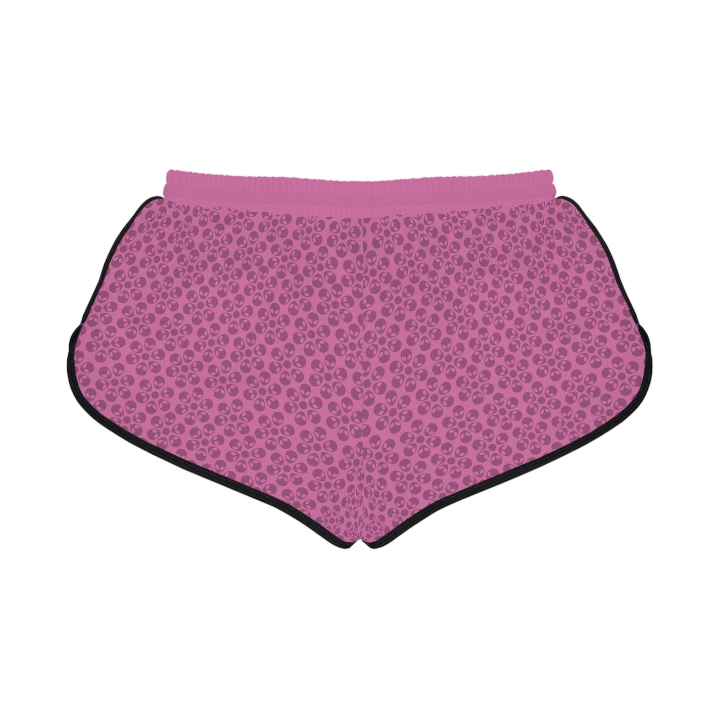 Womens Relaxed Shorts  Alien Flowers Light Pink