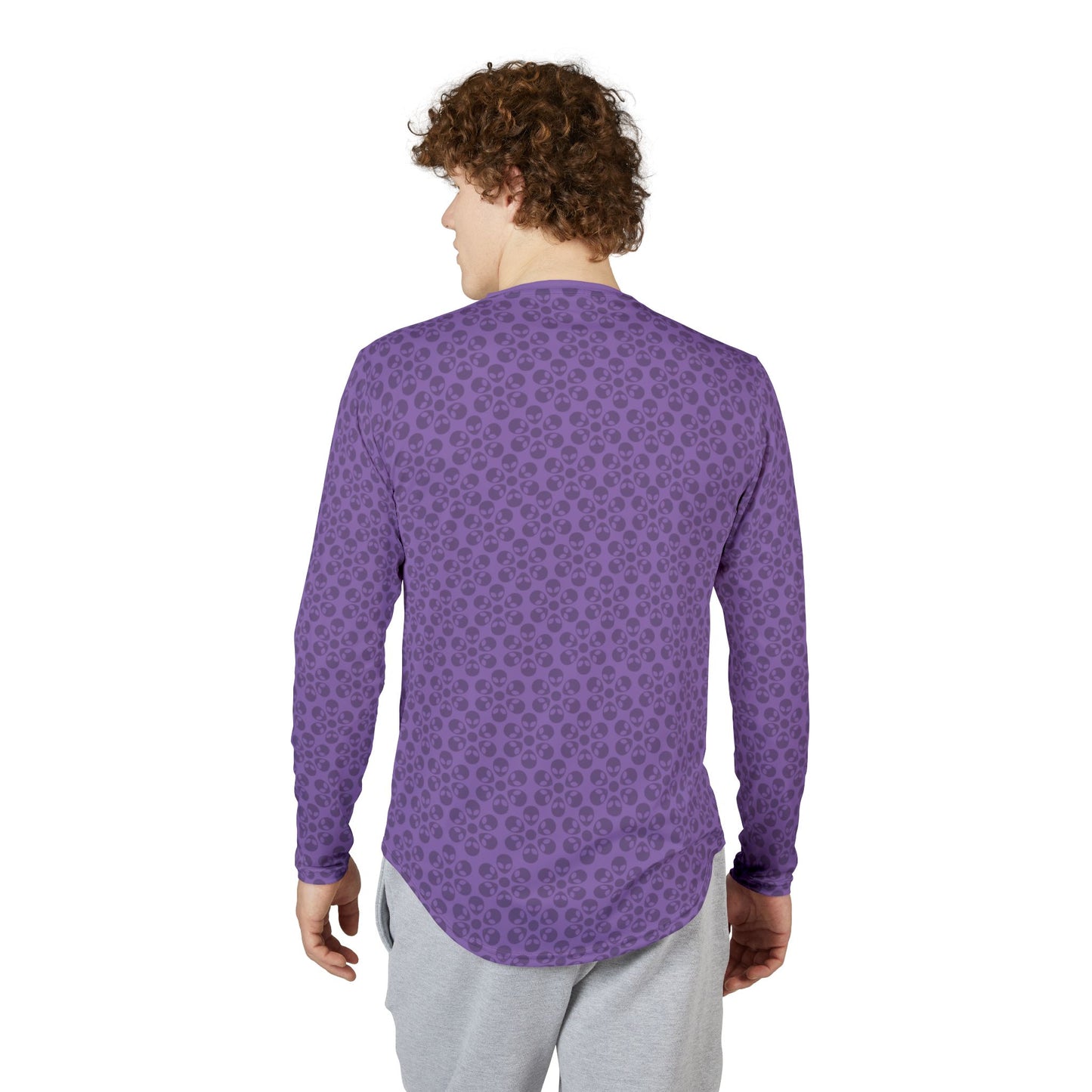 Mens UV Protection Long Sleeve Shirt  Alien Flowers Light Purple