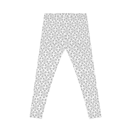 Chic Floral Leggings  Trendy Loungewear for Women Fitness Pants Yoga Wear Stylish Outfits Everyday Comfort Alien Flowers White