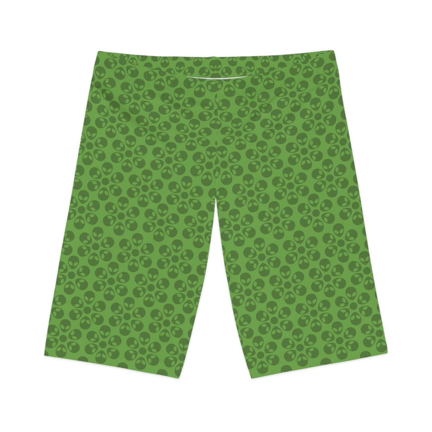 Womens Bike Shorts Alien Flowers Green