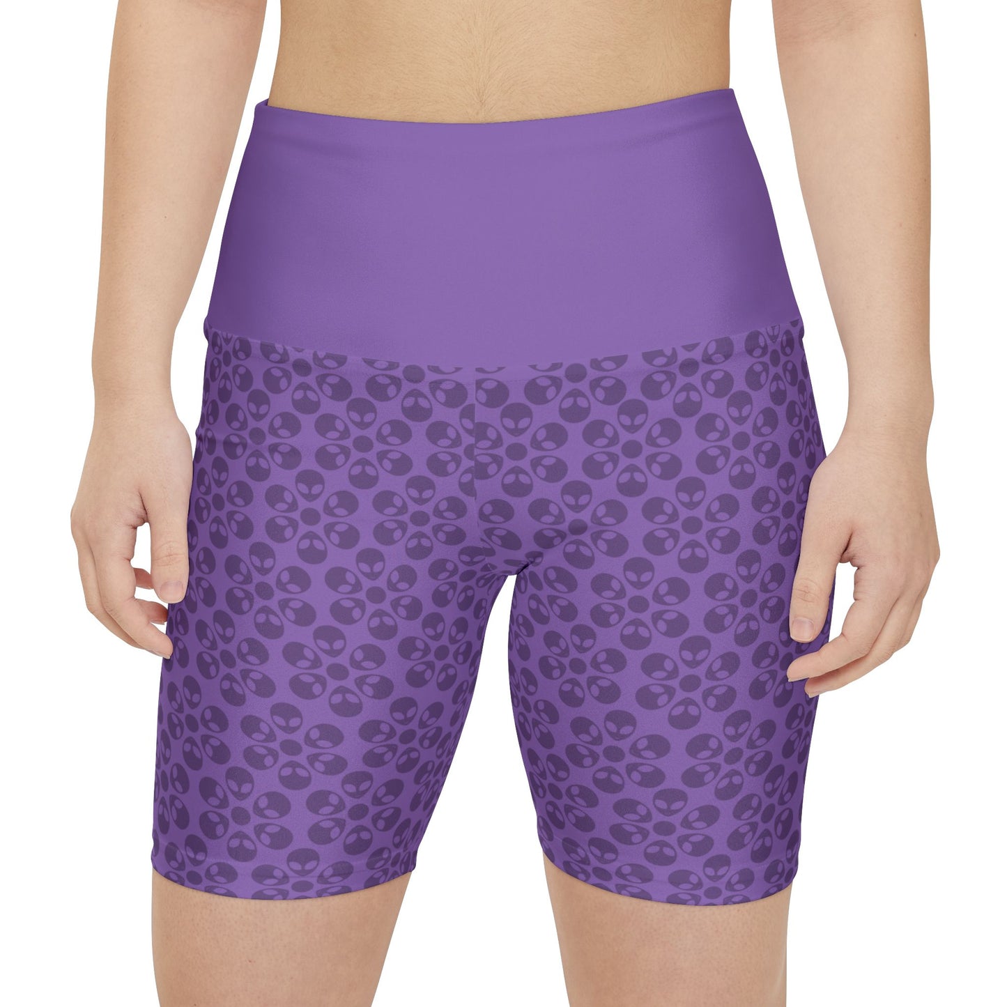 Womens Workout Shorts  Alien Flowers Light Purple