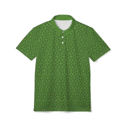 Stylish Unisex Polo Shirt  Modern Floral Design Casual Wear Gift for Him/Her Summer Outfit Personalized Style Alien Flowers Green