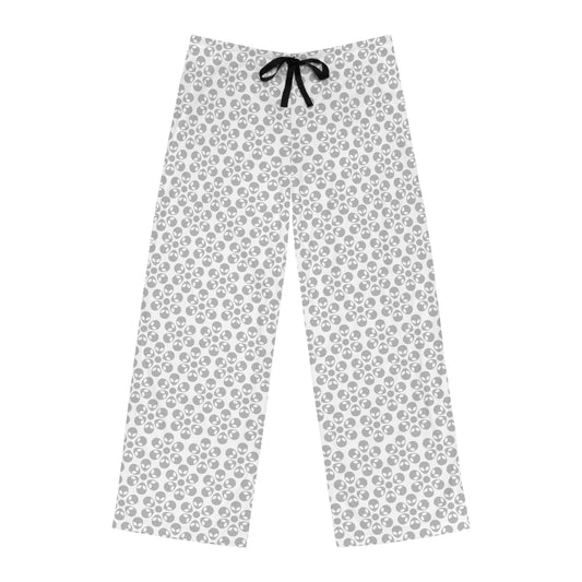 Cozy Mens Pajama Pants  Stylish Floral Sleepwear Ideal for Relaxing Gifts for Him Home Lounge Wear Unique Patterned PJs Alien Flowers White