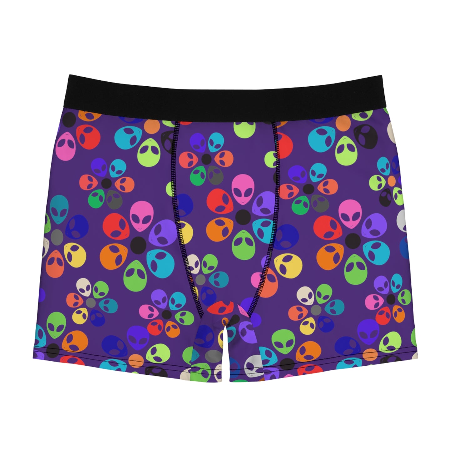 Colorful Alien Print Boxer Briefs for Men  Fun & Comfy Great for Gifting Casual Wear Everyday Essentials and Special Occasions Alien Rainbow Flowers Purple