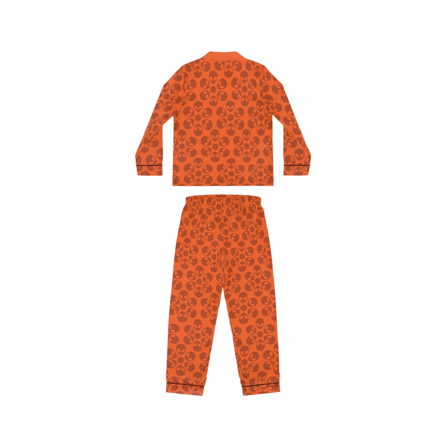 Womens Satin Pajamas  Alien Flowers Orange
