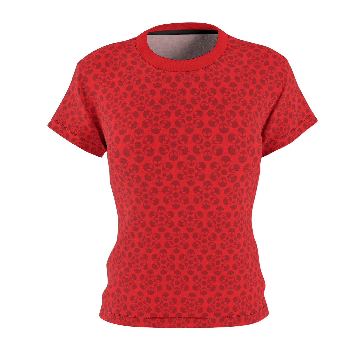 Stylish Womens Floral Tee  Casual Trendy Summer Fashion Gift for Her Short Sleeve Top Alien Flowers Red