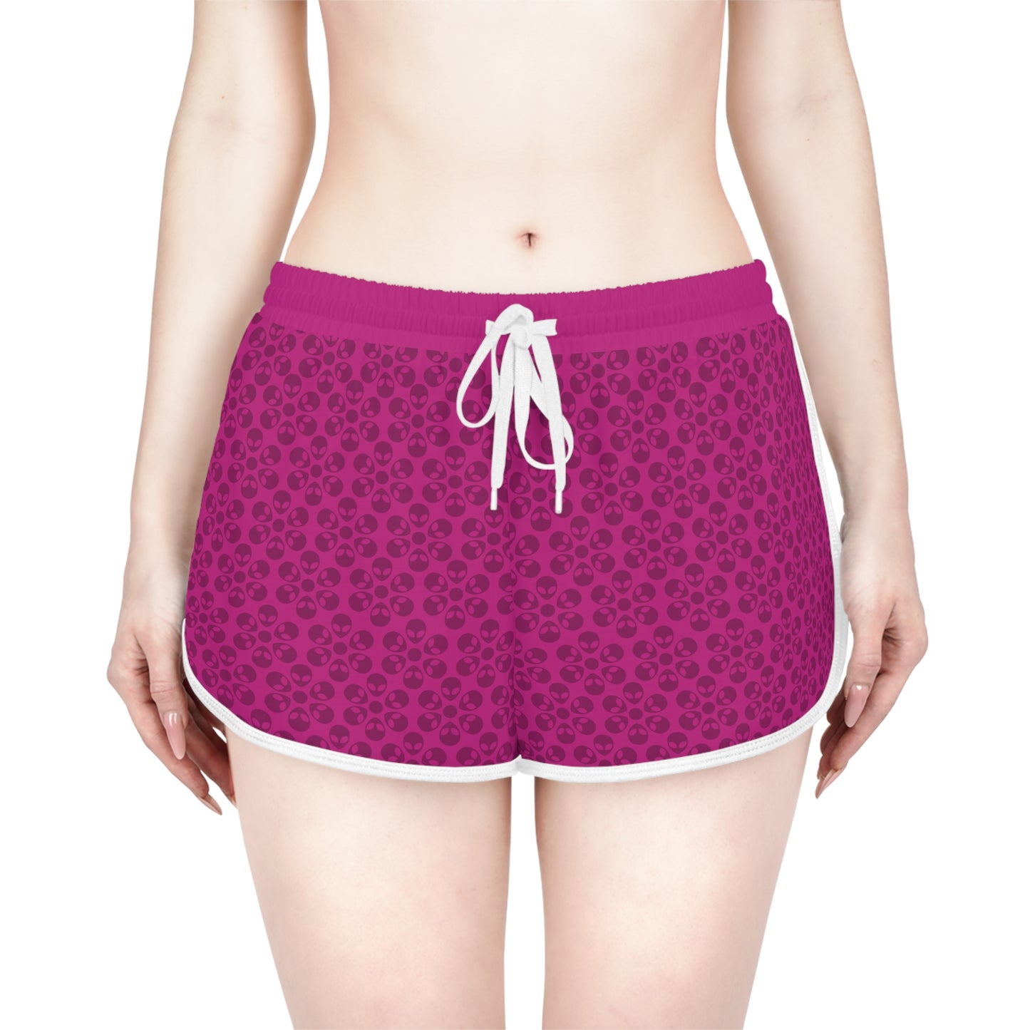 Womens Relaxed Shorts  Alien Flowers Pink