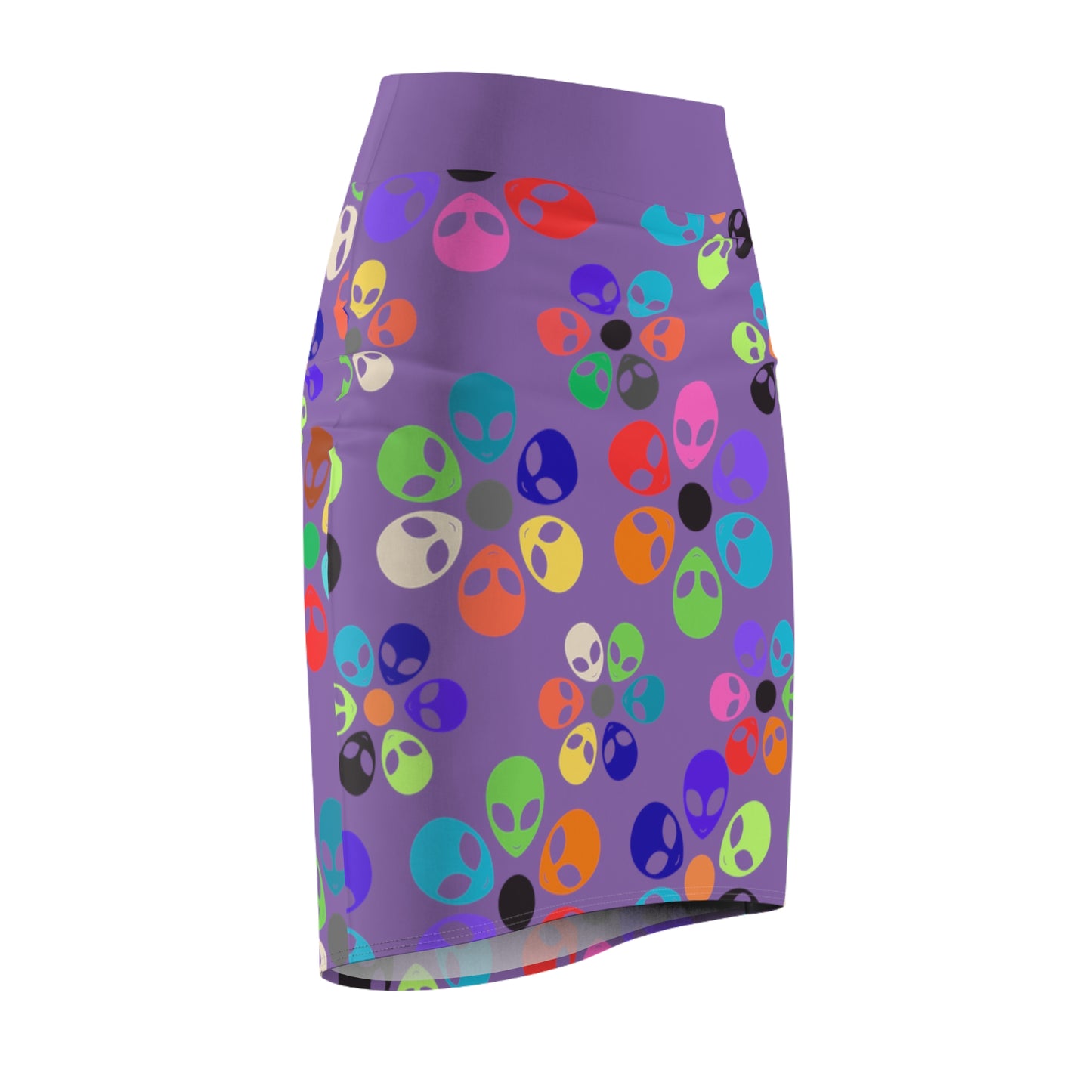 Colorful Alien Floral Womens Pencil Skirt Trendy Skirt for Spring Fashion Party Wear Festival Outfit Gift for Her Alien Rainbow Flowers Light Purple