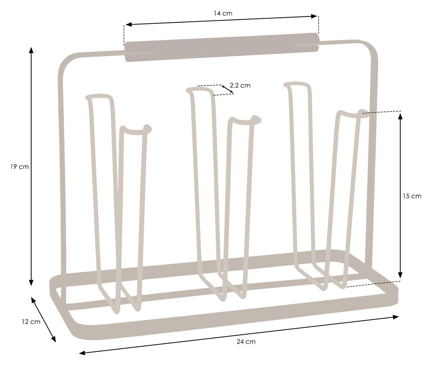 simplywire - Glass Drying Rack - Bottle Drainer - Draining Board Organiser – 6 Hooks - Black Powder Coated Steel