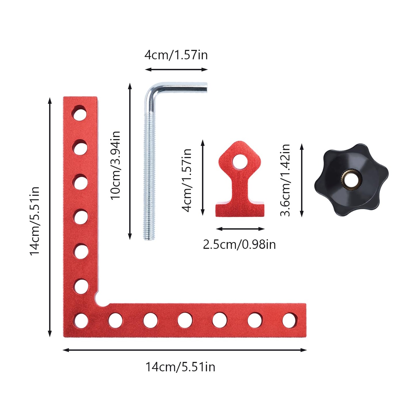 90 Degree Clamp, 2 Sets Corner Clamps 5.5" x 5.5"(14 x 14cm) 90 Degree Positioning Square Aluminum Alloy Square Clamps for Woodworking Cabinet Picture Frames