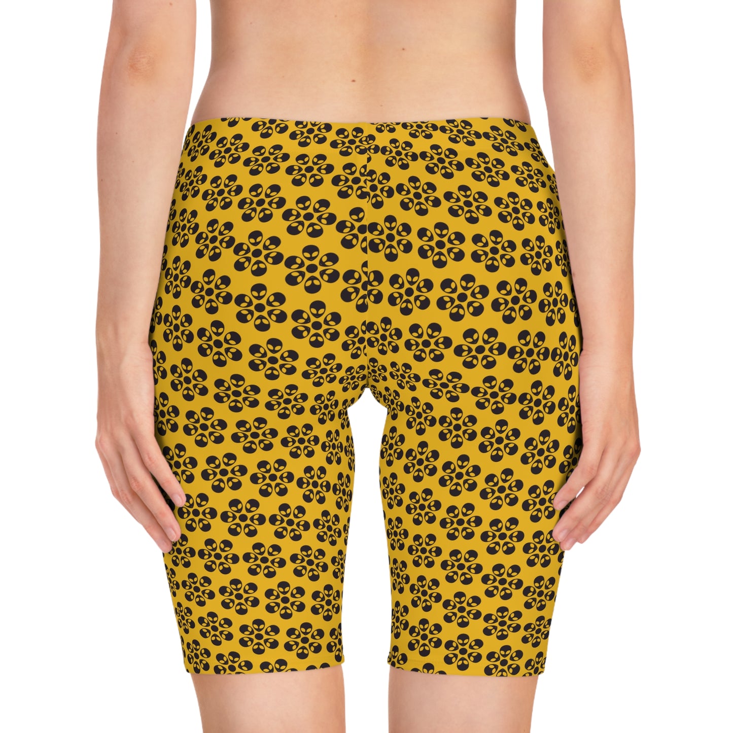 Alien Floral Bike Shorts - Yellow