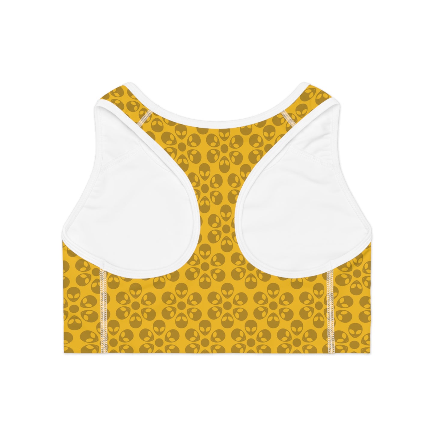 Trendy Floral Pattern Sports Bra Workout Bra for Women Fitness Gear Yoga Top Gym Wear Gift for Athletes Alien Flowers Yellow