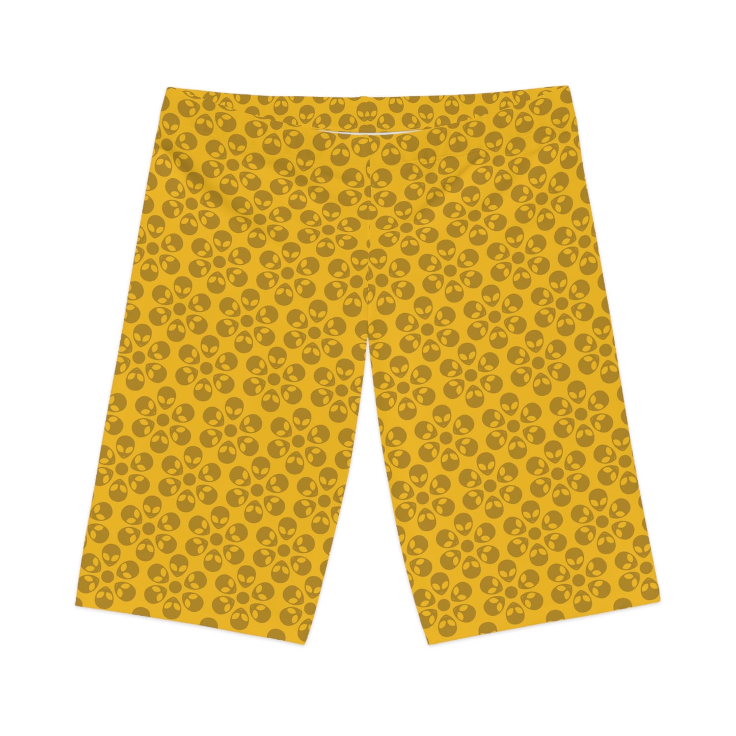Womens Bike Shorts Alien Flowers Yellow