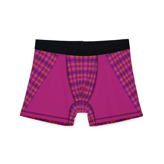 Mens Boxers with Colorful Check Pattern Comfortable Underwear Gift Casual Loungewear Stylish Sleep Shorts Everyday Essentials Train Tracks Pink