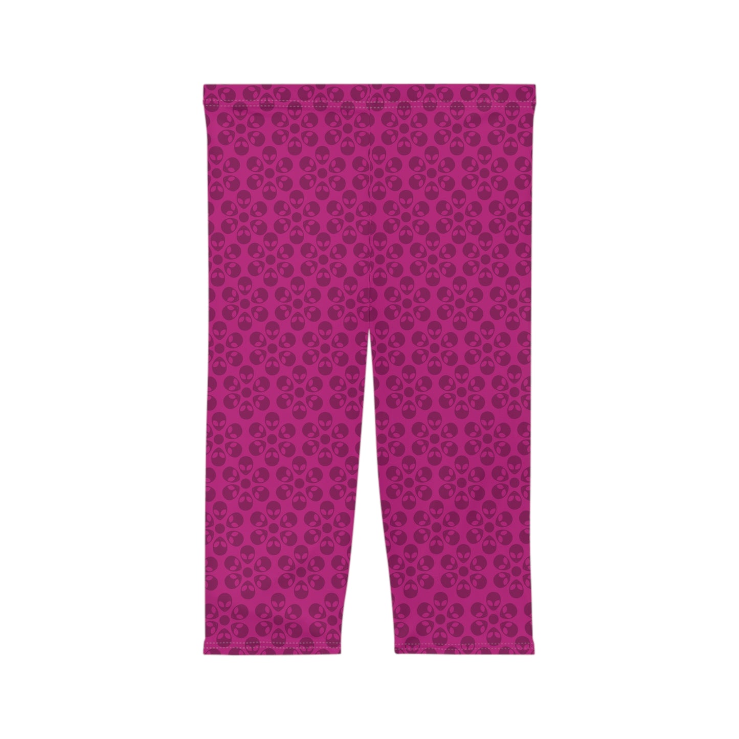 Women’s Capri Leggings Alien Flowers Pink