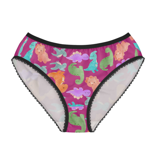 Colorful Womens Briefs with Fun Animal Patterns Cute Underwear AOP Lingerie Gifts for Her Comfortable Daily Wear Rainbow Dinos Pink