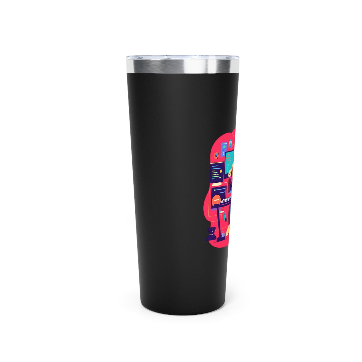 Cute Monkey Gamer Tumbler, 22oz Copper Insulated Drinkware, Perfect for Work & Play, Birthday Gift, Travel Mug, Fun Desk Accessory