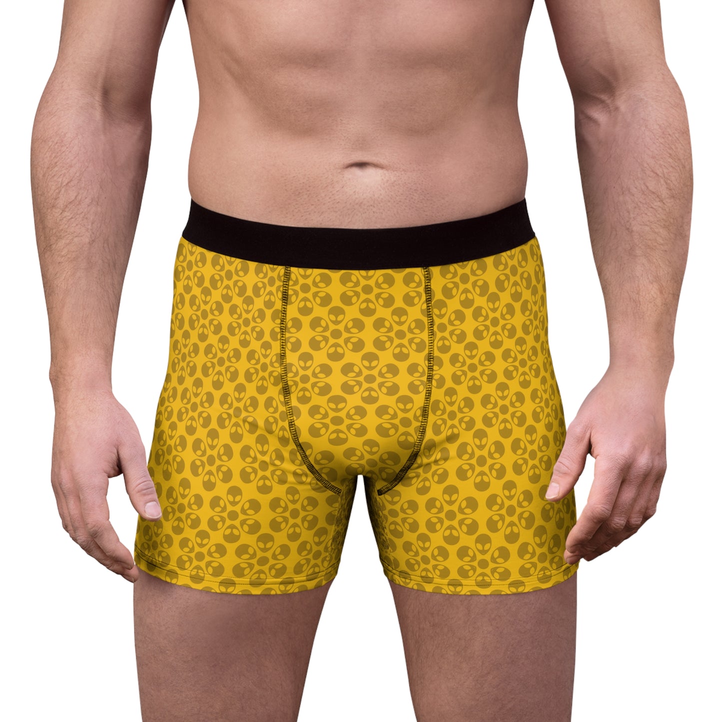 Mens Boxer Briefs  Alien Flowers Yellow