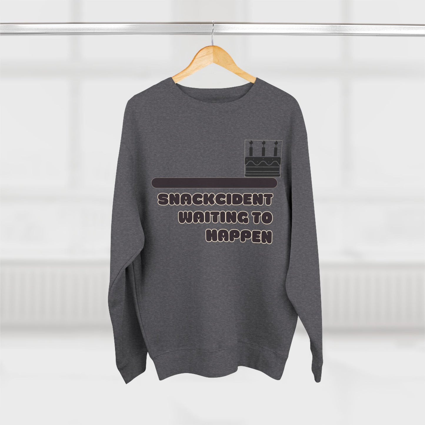 Snackcident Waiting to Happen Sweatshirt, Funny Gift for Food Lovers, Cozy Gift for Birthdays, Casual Wear, Unisex Crewneck